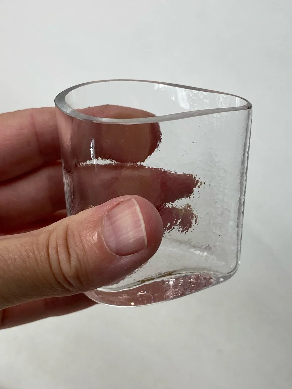 2 Clean Beveled Minimal Small Sauce Condiment Pourers or Shot Glasses ?